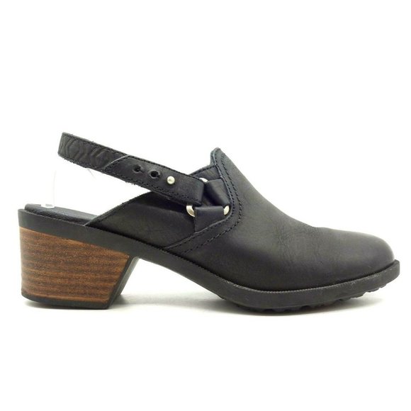 Teva Shoes Teva Black Leather Adjustable Slide Block Heel Shoes